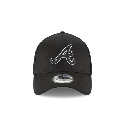 Black Atlanta Braves Hat - New Era MLB Neo 39THIRTY Stretch Fit Caps USA3892517